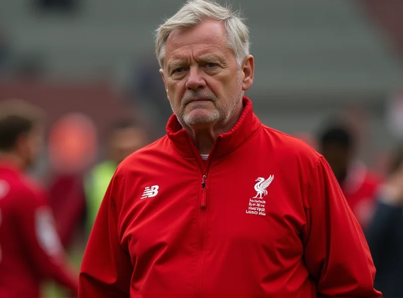 Arne Slot stands on the sidelines, looking frustrated during a Liverpool match.