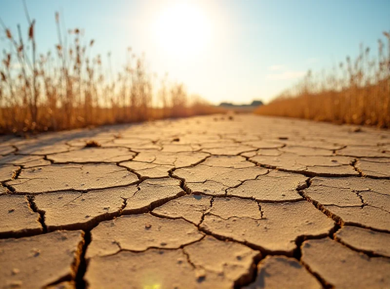 Dry, cracked earth in a field during a drought in Slovakia