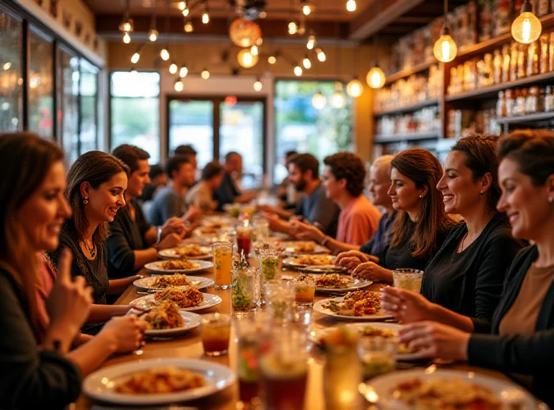 People enjoying a meal at a restaurant.