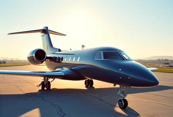 A luxurious private jet sitting on a runway at an airport.