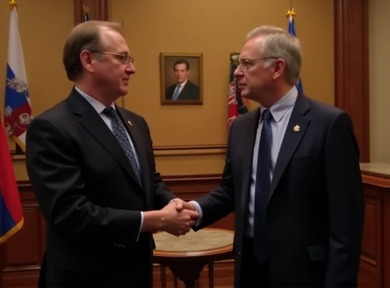 President Peter Pellegrini shaking hands with a newly appointed ambassador