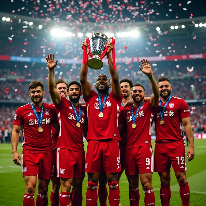 Modern photo of Bayern Munich players celebrating a championship.