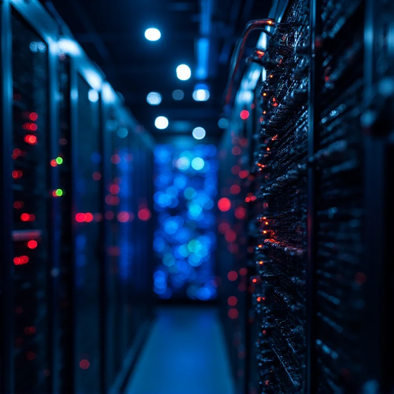 A close-up shot of a server room, with glowing lights and intricate wiring. The image is meant to represent the complex IT infrastructure that Opsgenie supports, highlighting the impact of Atlassian's decision.