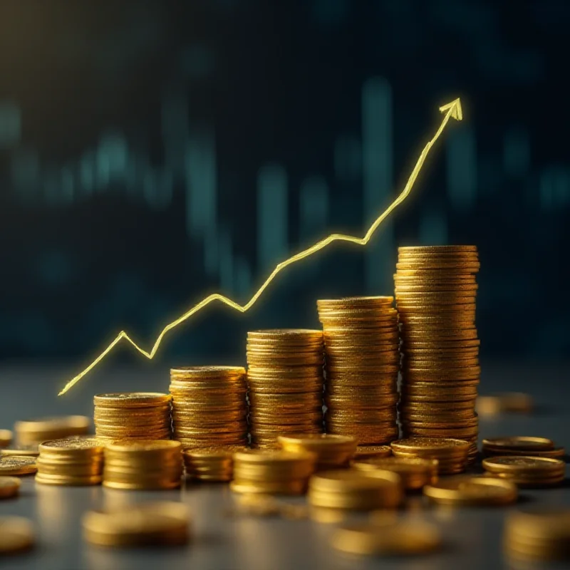 Stack of gold coins with a rising graph overlayed, symbolizing dividend growth