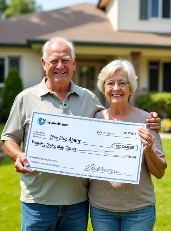 A person happily receiving a large Social Security check, symbolizing financial security in retirement.