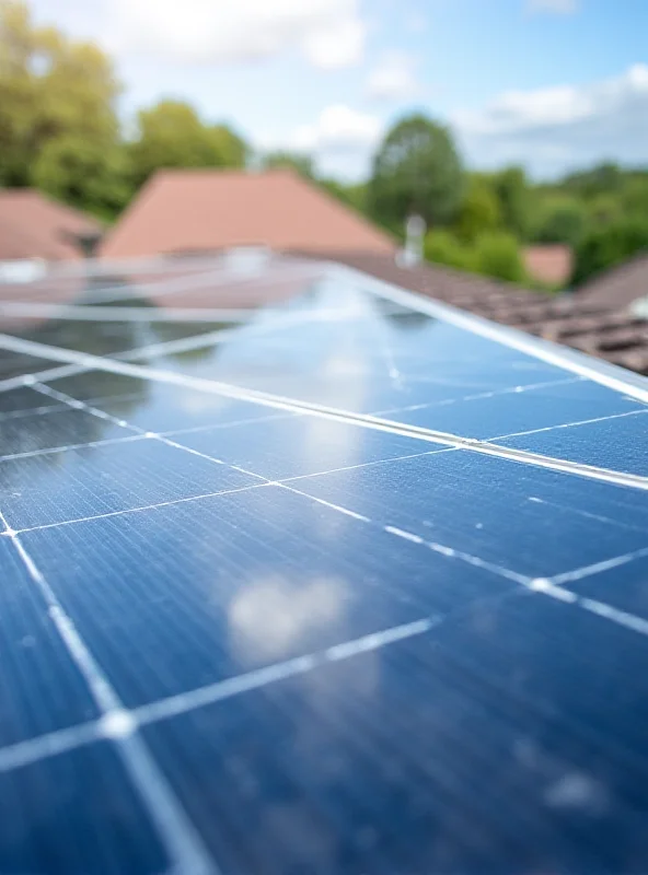 Close-up of solar panels on a roof