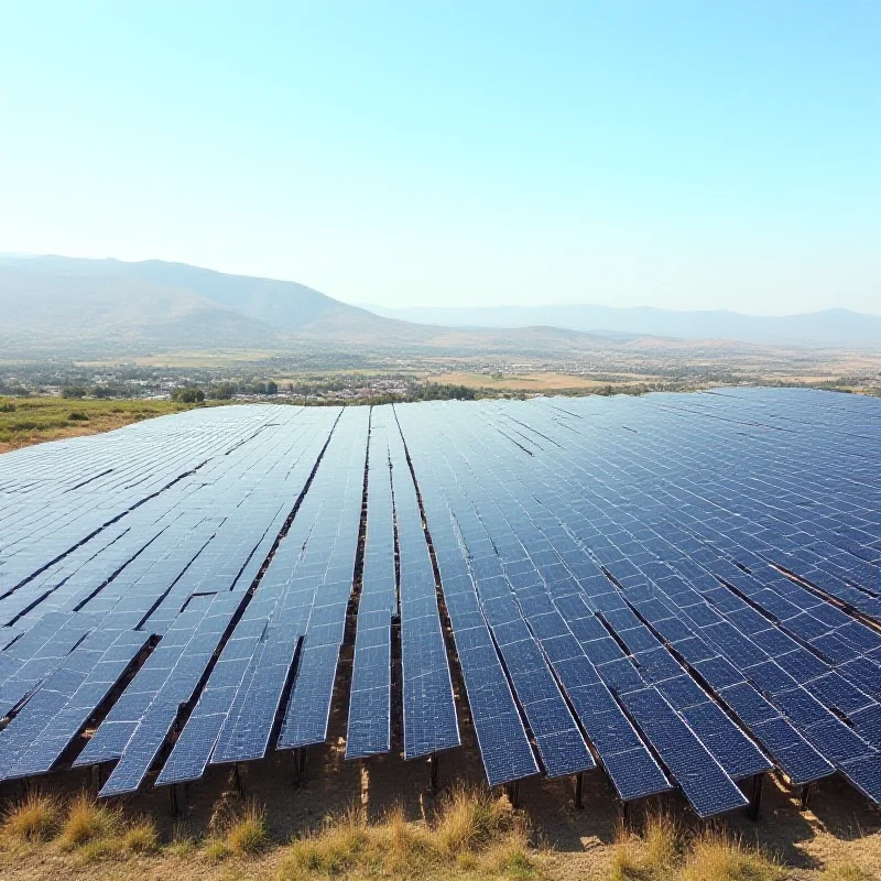 Panoramic view of solar panel field