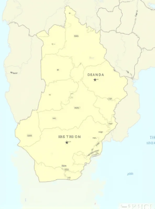 A map showing the border region between the Democratic Republic of Congo, Uganda, and Rwanda, highlighting the areas affected by conflict.