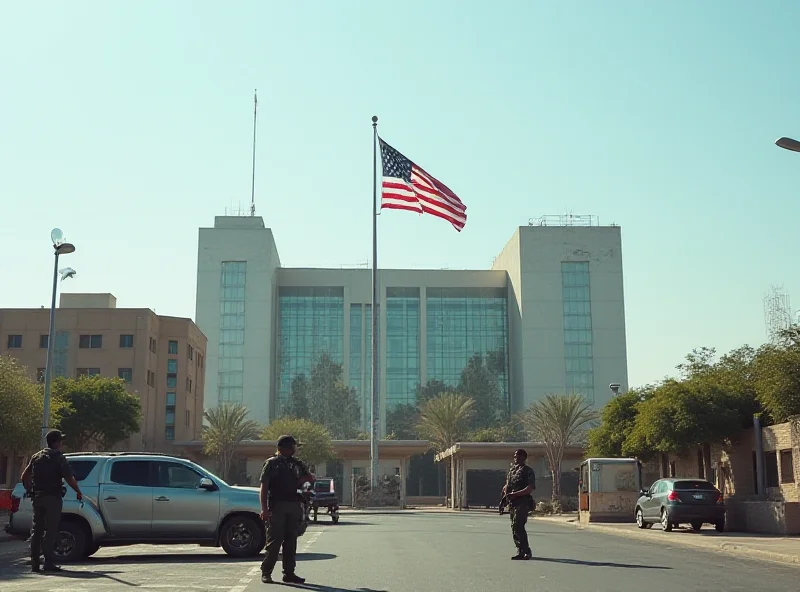 The American flag flying at half-mast outside the U.S. Embassy in Mogadishu, Somalia.