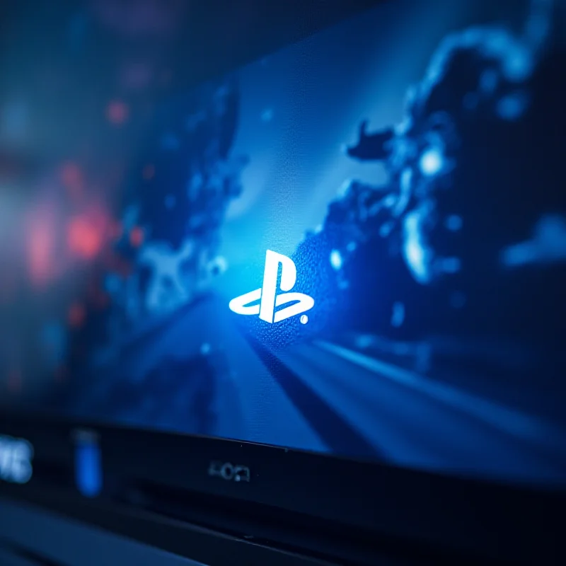 The PlayStation logo displayed prominently on a modern television screen, suggesting immersive gaming experiences.