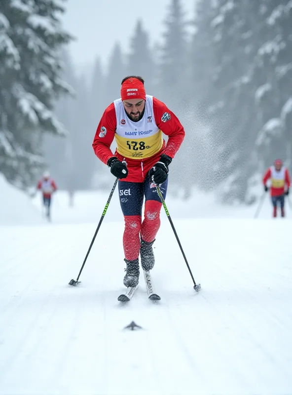 Johannes Klaebo skiing intensely during a race.