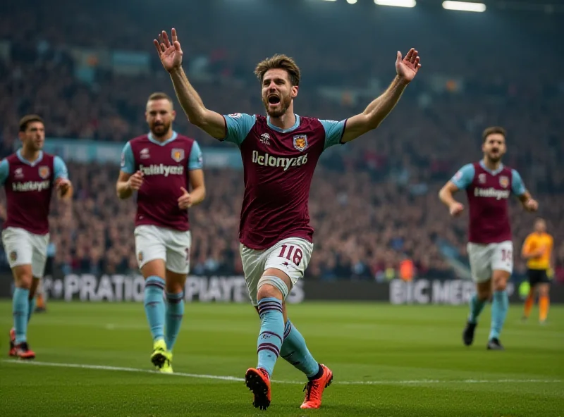 Tomas Soucek celebrating a goal in a soccer match