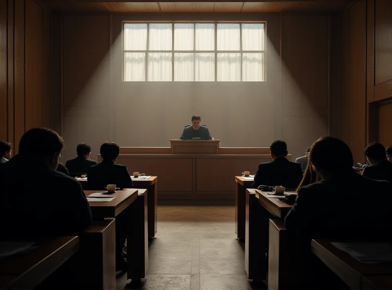 Image of a South Korean courtroom with lawyers and judges