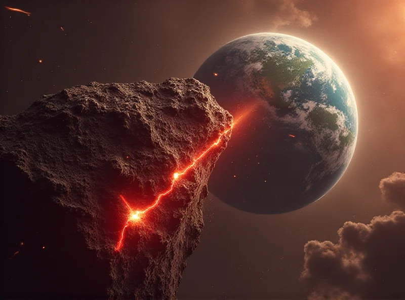 Illustration of a large asteroid heading towards earth.