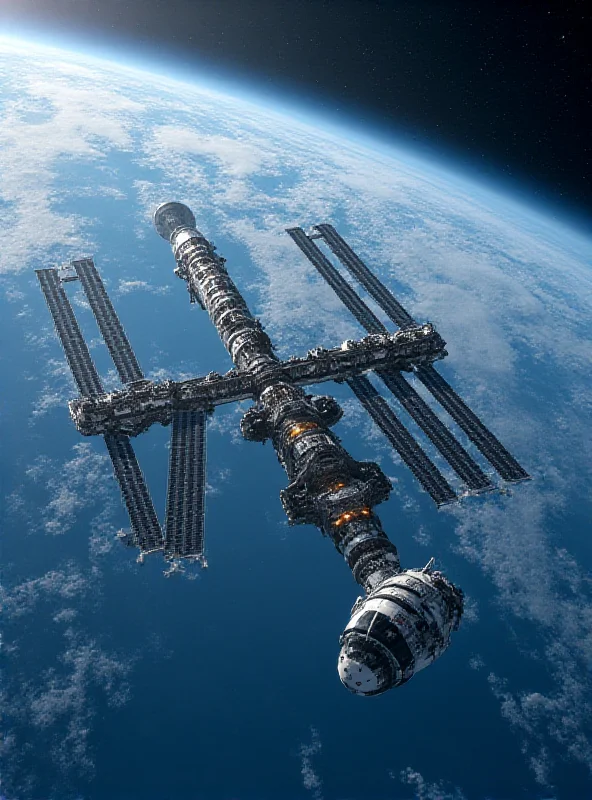 Digital rendering of the Haven-1 space station in orbit above Earth, with a Dragon spacecraft docked.