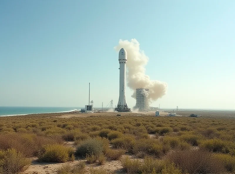 A wide shot of the Boca Chica spaceport, showing the launchpad with smoke rising from the site of the explosion.