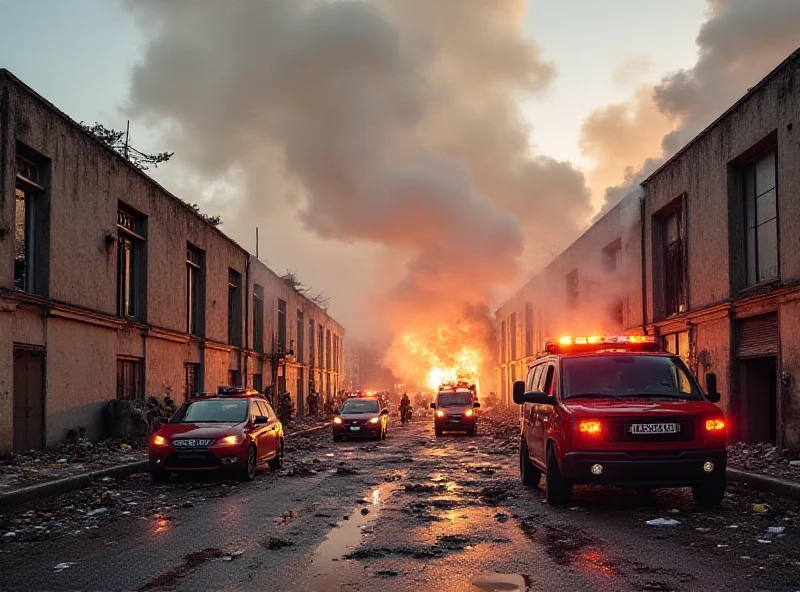 Emergency services responding to a fireworks factory explosion in Spain.