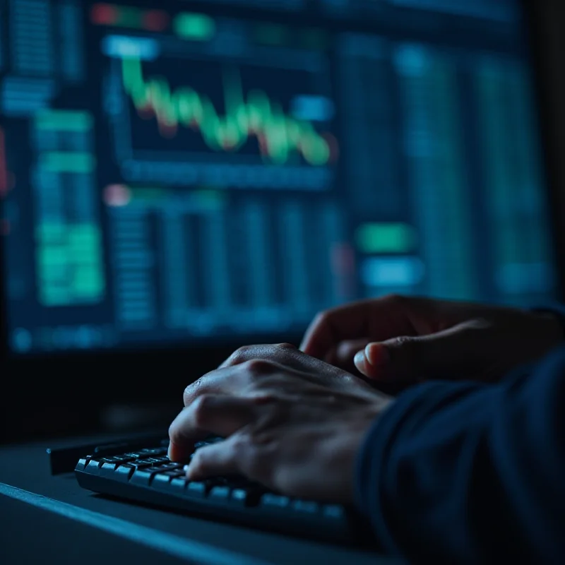 A person looking at stock market data on a computer screen.