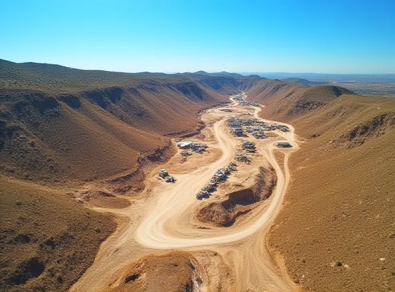 Aerial view of a rare earth mine in Spain, showing the landscape and mining equipment.