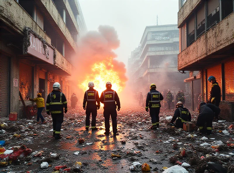 Image depicting the aftermath of an explosion at a fireworks store in Alicante, Spain.