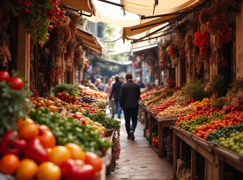 A bustling marketplace in Zamora, Spain, filled with local vendors and shoppers.