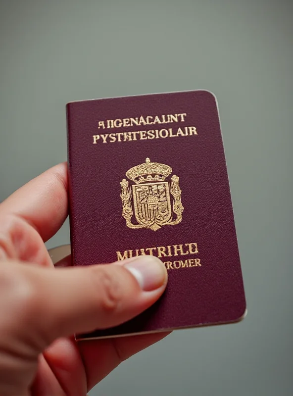 Close up of a Spanish passport with a blurred face.