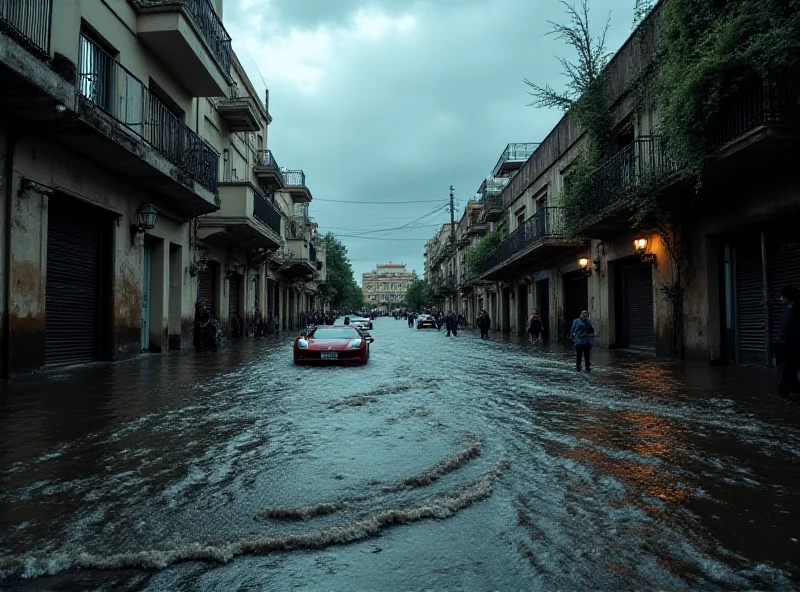 Flooded street with cars in Gran Canaria