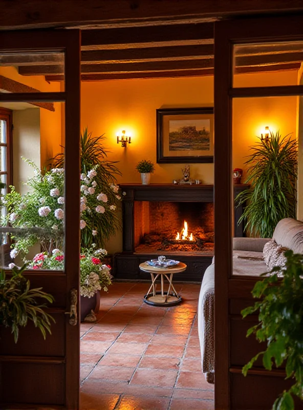 Interior of Trasierra hotel with rustic decor