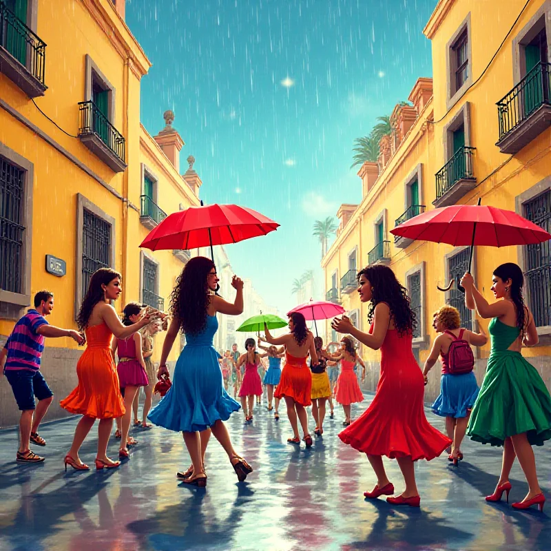 Illustration of rainy weather during Carnival