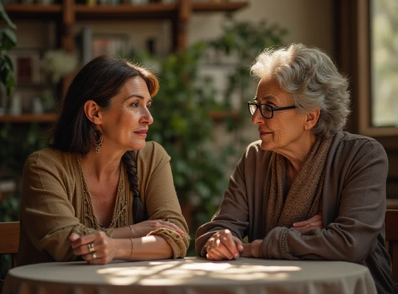 A still from the documentary 'Las novias del Sur' showing two women in conversation