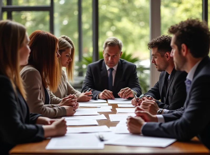 A group of diverse people sitting around a table, discussing finances and legal documents, symbolizing modern cohabitation agreements.