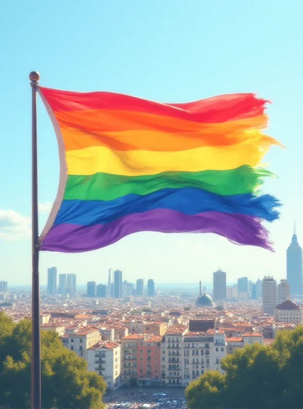 Image of a rainbow flag representing the LGBTQI+ community in Spain