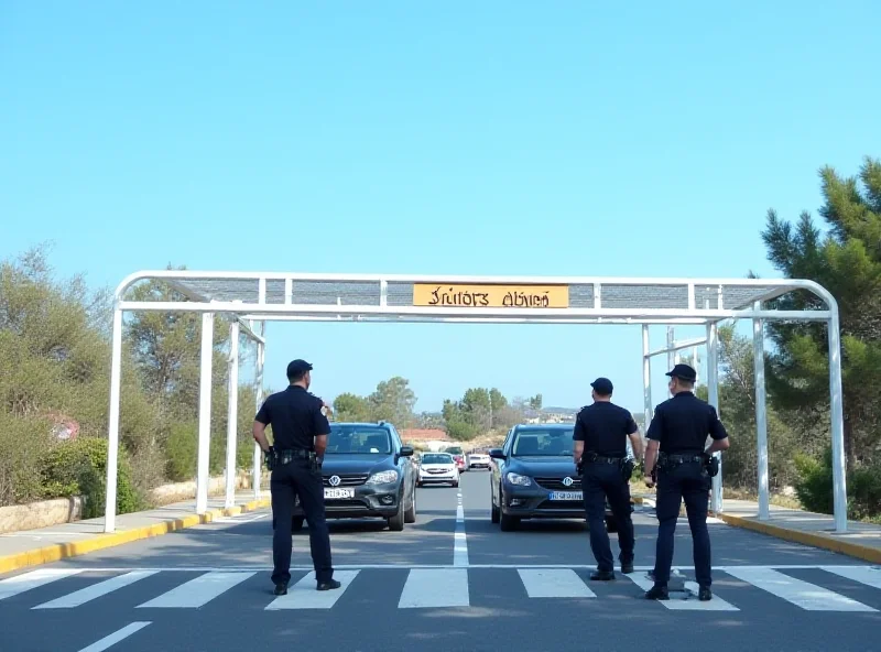 Spanish border crossing with police presence