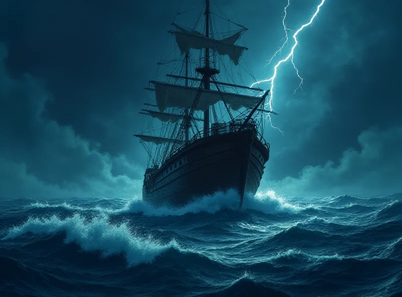 A digital illustration showing a ship navigating through stormy seas, representing the SPD's current political challenges.