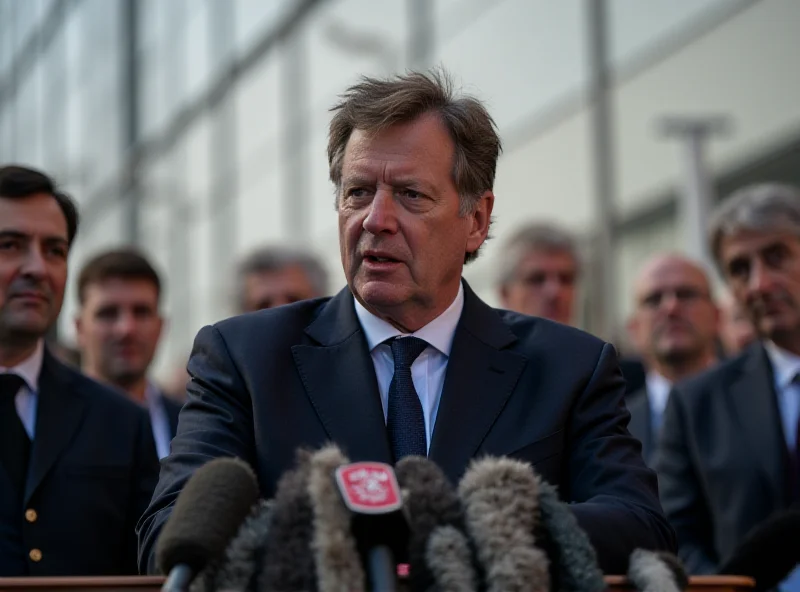 A photo of Mr. Tschentscher speaking at a podium in Hamburg.