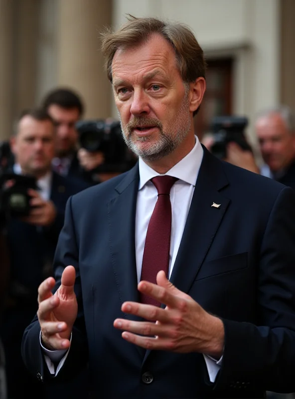 A photo of Lars Klingbeil speaking at a press conference.