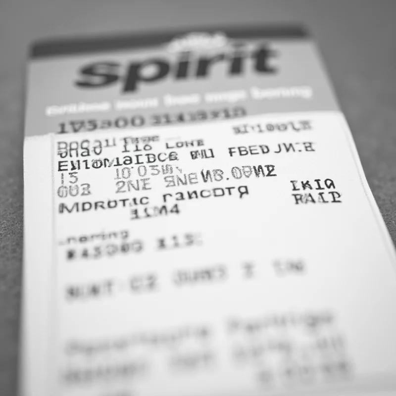 Close up of a Spirit Airlines ticket.