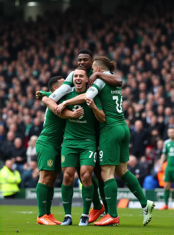 Plymouth Argyle football team celebrating a goal.