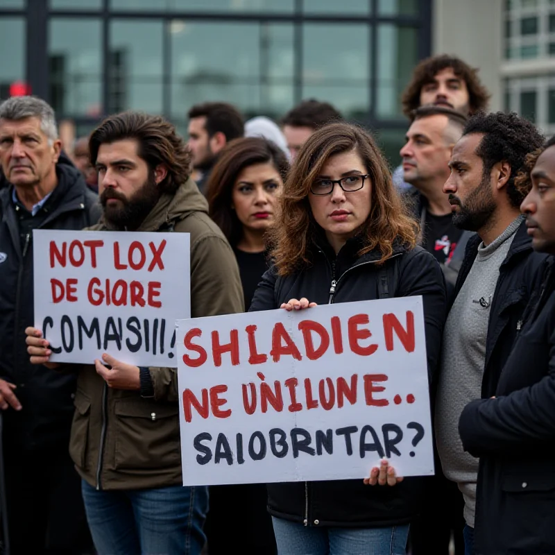 People protesting with signs