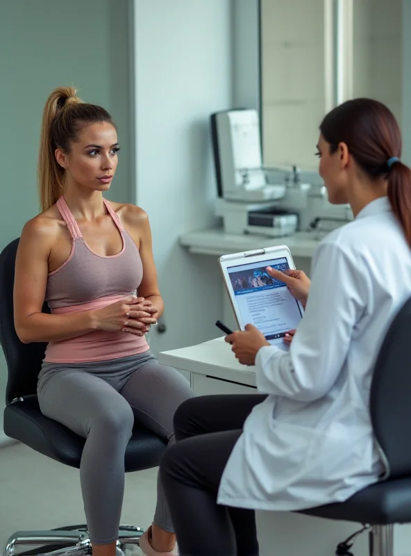 A female athlete talking to her doctor about family planning.