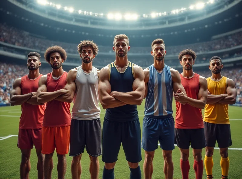 A diverse group of athletes standing together in a stadium, symbolizing inclusion and diversity in sports.