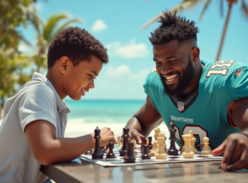 Ivanka Trump's son playing chess with a Miami Dolphins player