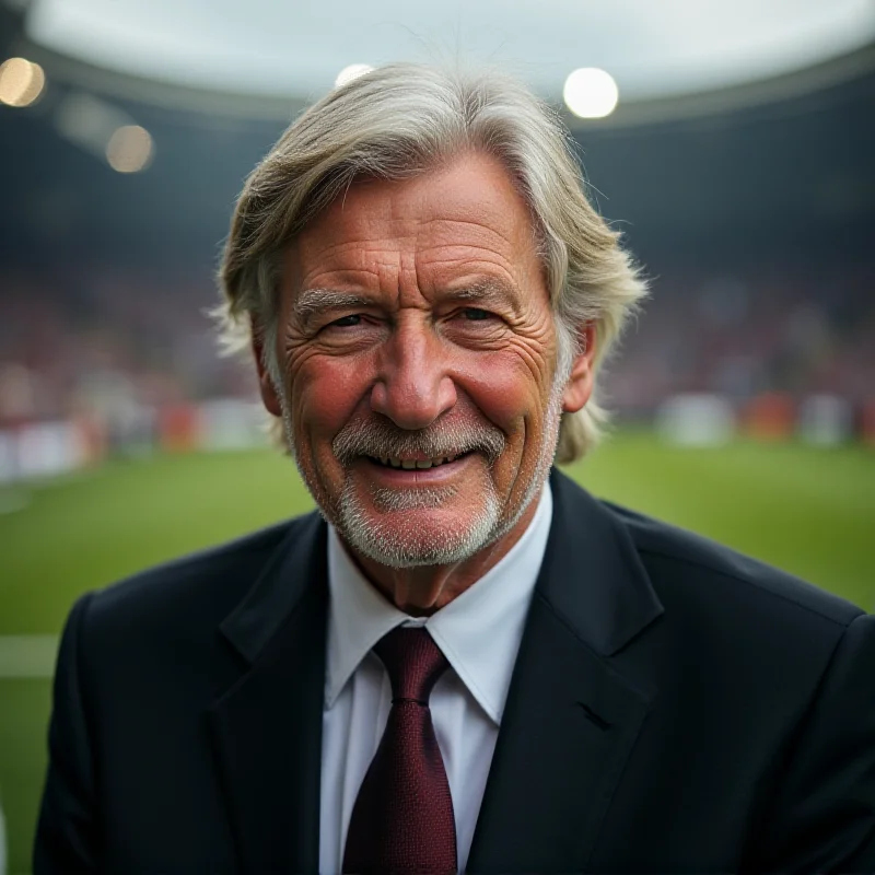 A portrait of Marcello Lippi smiling confidently, with a soccer stadium blurred in the background.