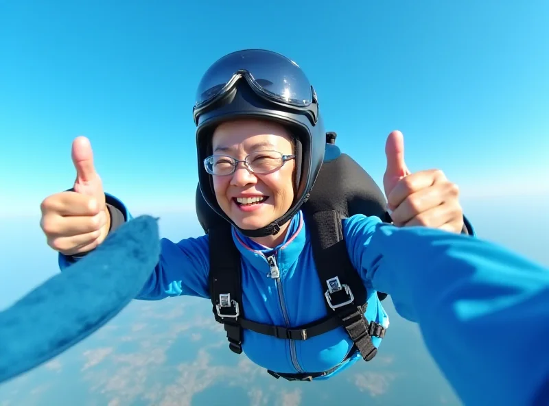 Tao Xidi skydiving in Hubei, China.