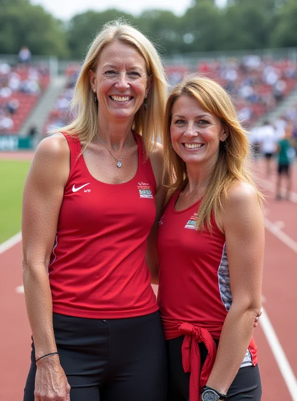 Liz and Eilish McColgan standing together at a sporting event.