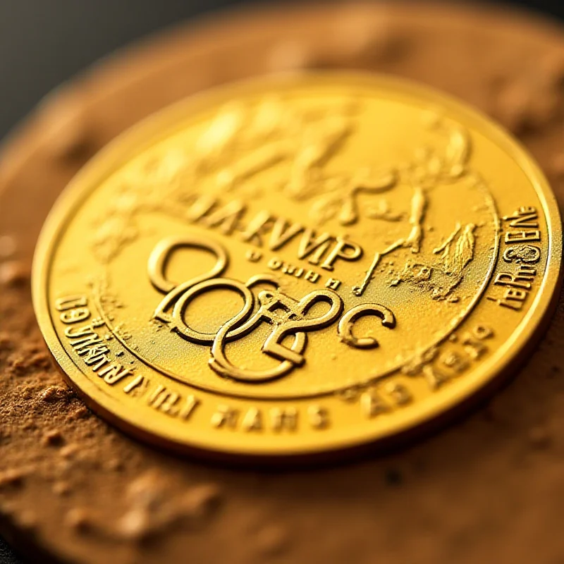 A close-up of a Paris 2024 Olympic medal, showing a slight defect or scratch.