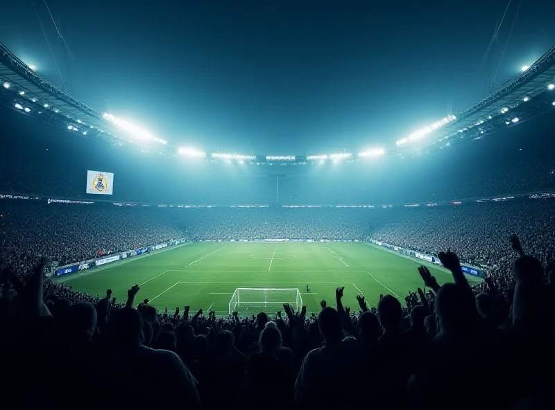 Real Madrid stadium with UEFA logo overlay