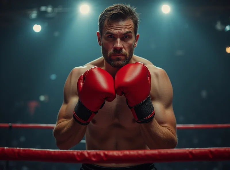 Sandor Martin in a boxing ring, looking determined