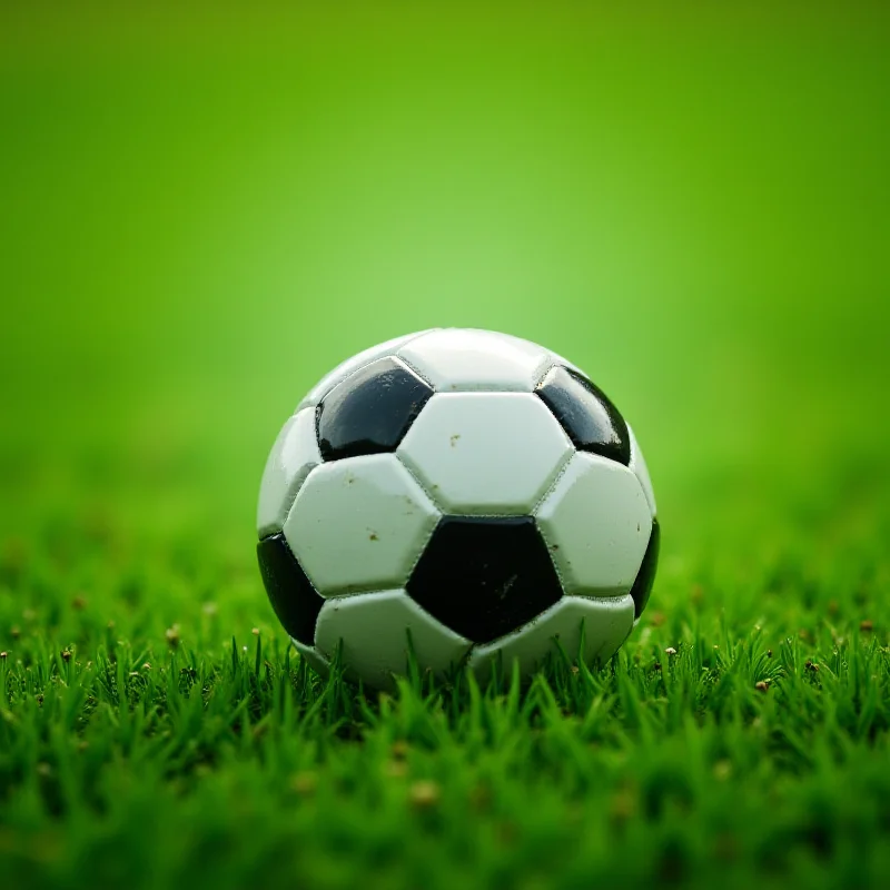 A soccer ball slightly deflated on a grass field, symbolizing a team's poor performance.