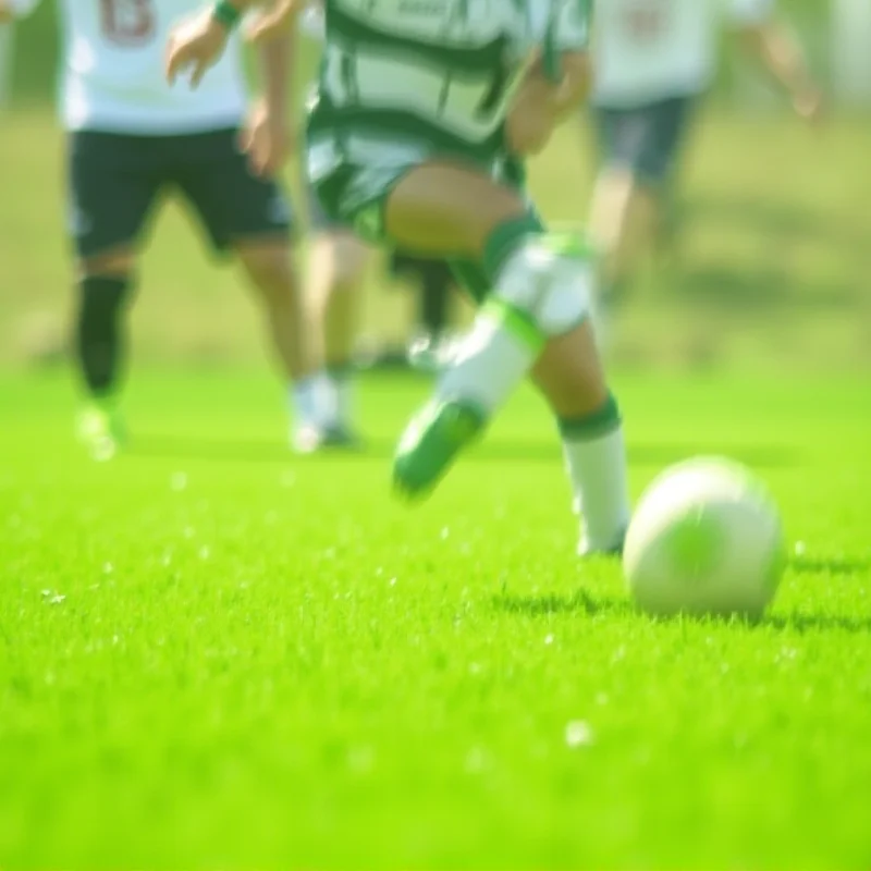 A football player kicking the ball down the field during a game